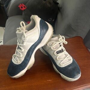 Men's Athletic Shoes - White and Blue Air Jordans